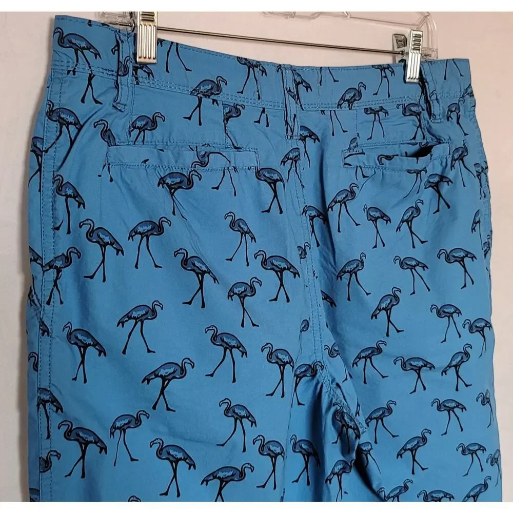2/$15 Trunks Since 2010 Classic Chino Shorts Mens 32 Tropical Blue Flamingo